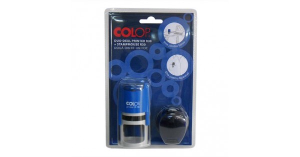 Stampila Colop Duo-Deal R30 contine 1 bucata Printer R30+1 bucata Mouse ...